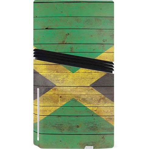 Jamaican Flag Dark Wood PS5 Pro Disk Console Skin